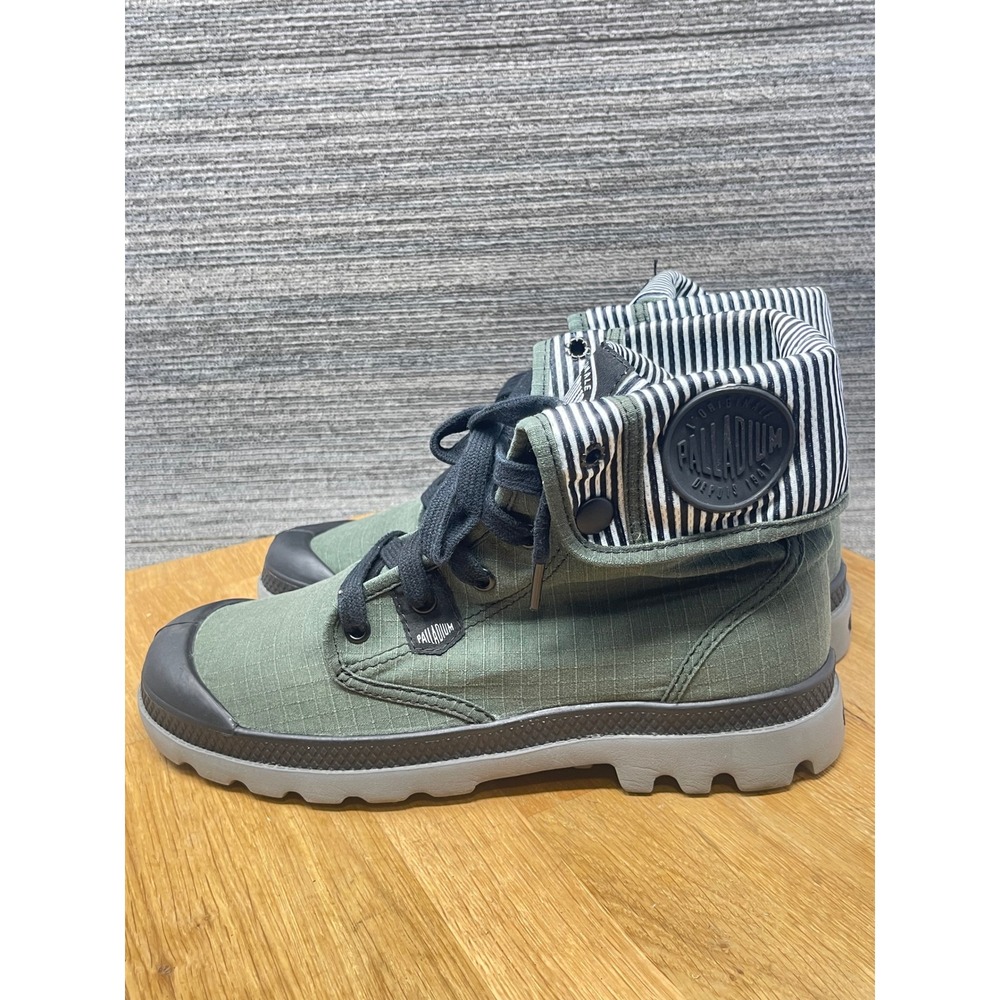 Palladium Baggy Boots Mens 8 Green Canvas Ripstop Fold Over High Top 02668-068